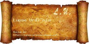 Lupse Uránia névjegykártya
